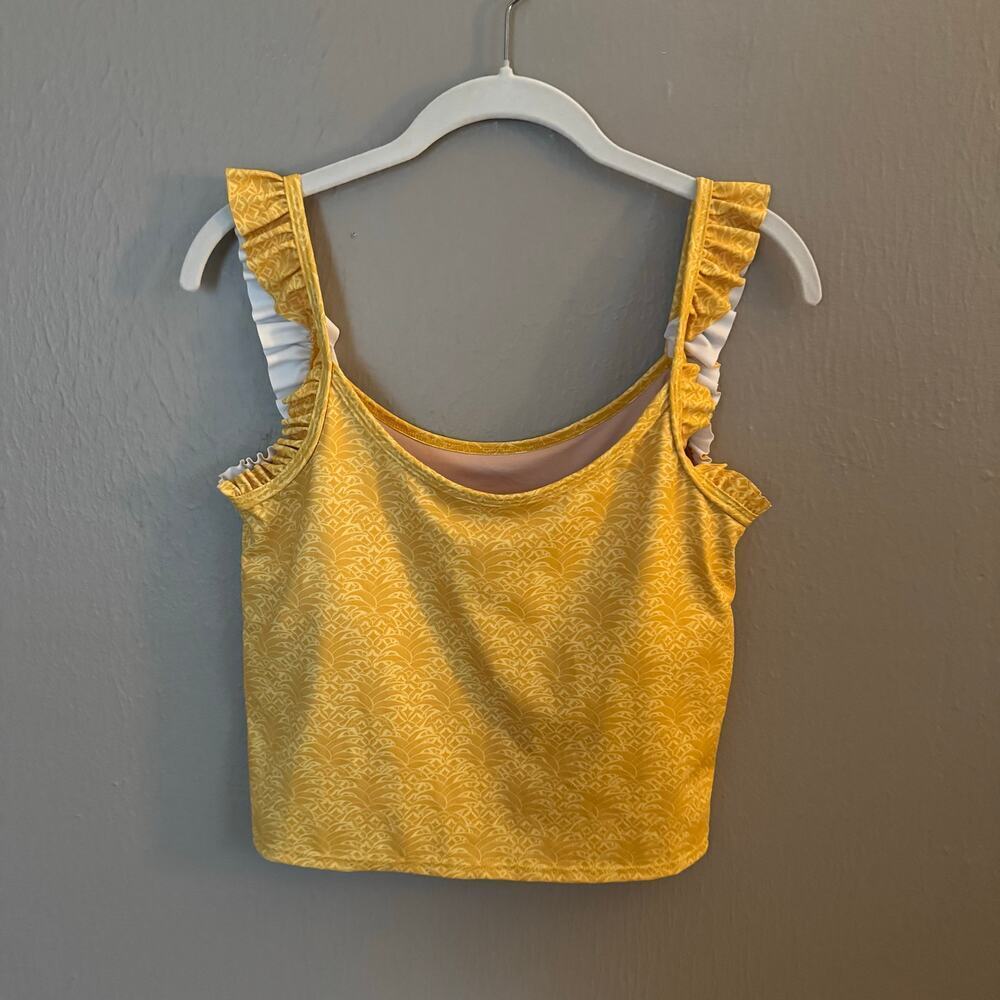 NWT KORTNI JEANE Yellow Ruffle Strap Tankini Swimsuit Size Large Casual outdoor